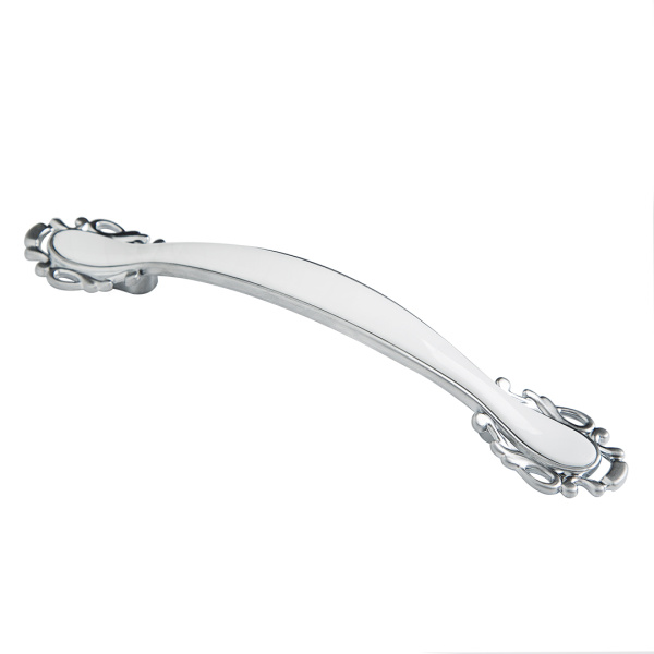 Ручка-скоба, 107, 96мм, металл, матовый хром/белый