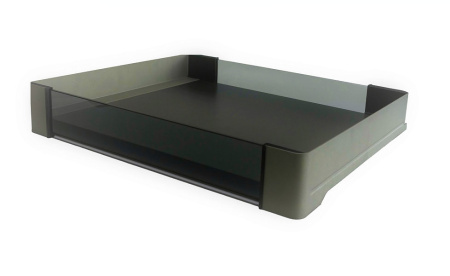 Полка выкатная Конеро, 450х760-820х72 мм, борт стекло, с направл. полн. выдв, шампань, Kessebohmer