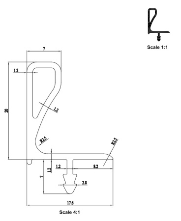 Ручка-профиль для верхних баз, тип-3, L=4,05м, черный анодированный