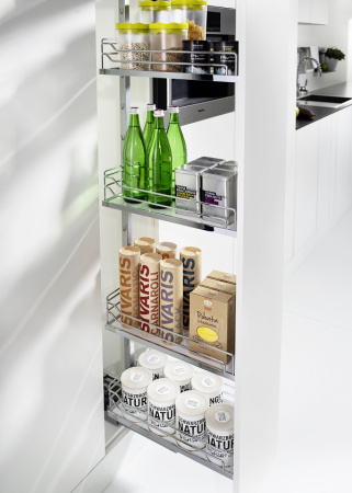 Колонна выкатная Диспенса 90*, 5 корз, 150х1600-2000мм, част. выдв, в базу 150, хром, Kessebohmer