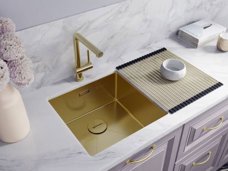 Ролл-мат для мойки с силиконом ROLL-01-LG, светлое золото/черный
