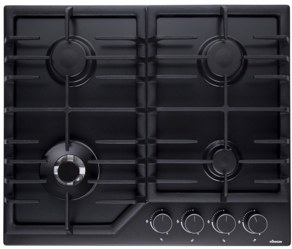Варочная панель газовая Blaze 604 BMW, 60 см, черная матовая эмаль, Konigin