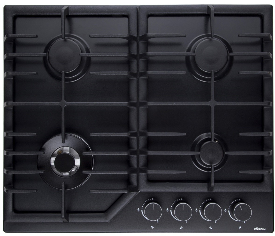 Варочная панель газовая Blaze 604 BMW, 60 см, черная матовая эмаль, Konigin