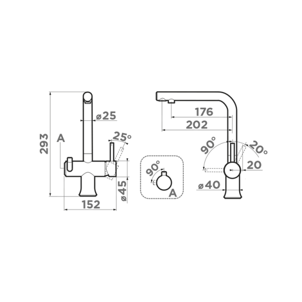 Смеситель Hotaru-R, латунь, вороненая сталь/красный