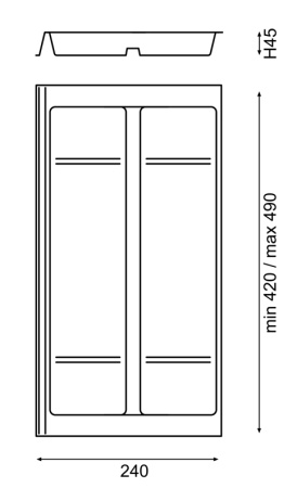 Лоток для кухонных принадлежностей Combi 715, 240x490x45мм, односторонний, темно-серый, Gollinucci
