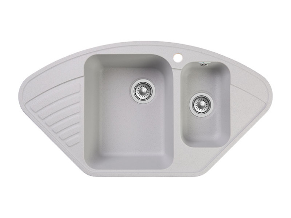 Мойка GranFest QUARZ 14, 927х497 мм, серый (угловая, 1,5 чаши, без сифона)