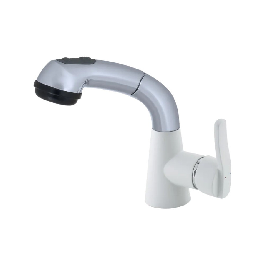 Смеситель GranFest 3773, d=40 мм, выдвижная лейка, иней