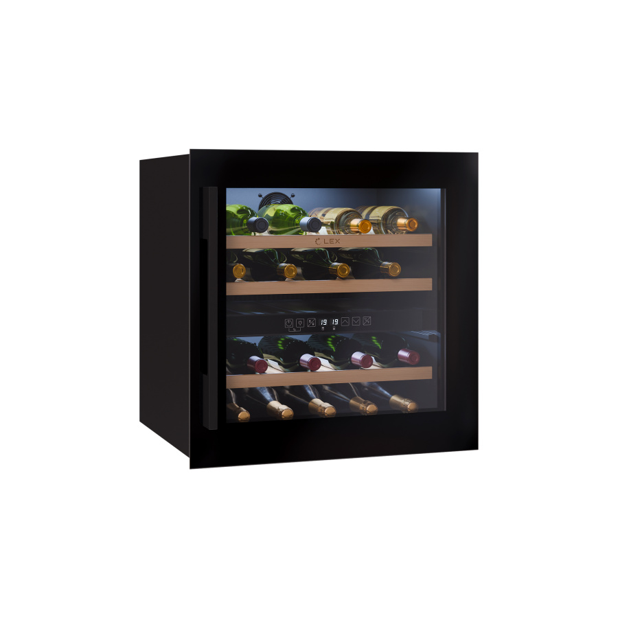 Винный шкаф LWD6036BL DUAL ZONE, 595х590х563 мм, стекло, черный, Lex