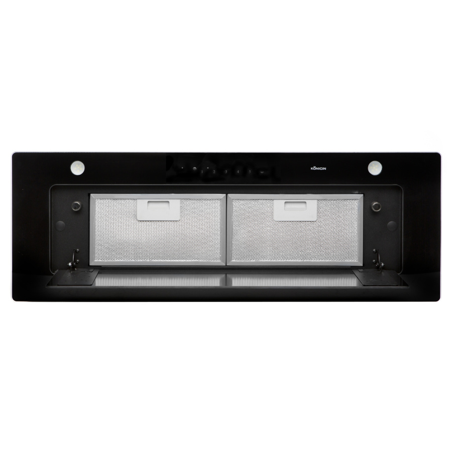 Вытяжка полновстраиваемая Falcon Black Glass 80, 80см, с угольным фильтром, черный, Konigin