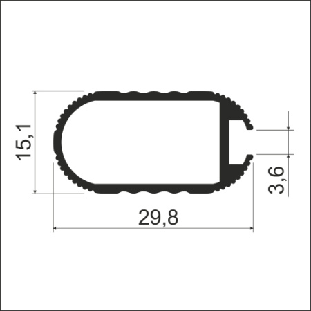 Штанга овальная под уплотнитель, РАСПИЛ L=3000мм, черный