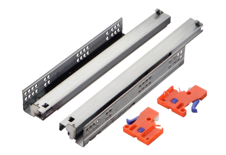 Направляющие скрытого монтажа PUSH OPEN, 300мм, полного выдвижения, 2D-регулировка, HISSEN