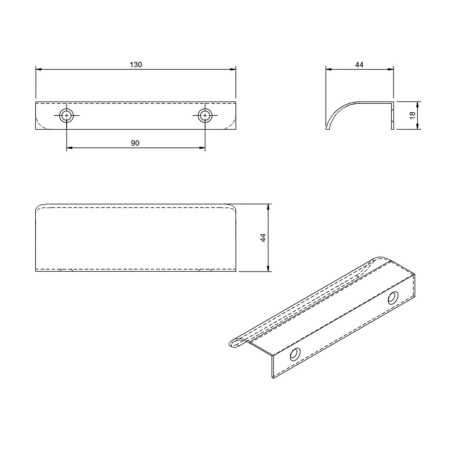 Ручка торцевая, Touquet, C8.200130.93, 90/130мм, анодированный брашированный никель, METAKOR