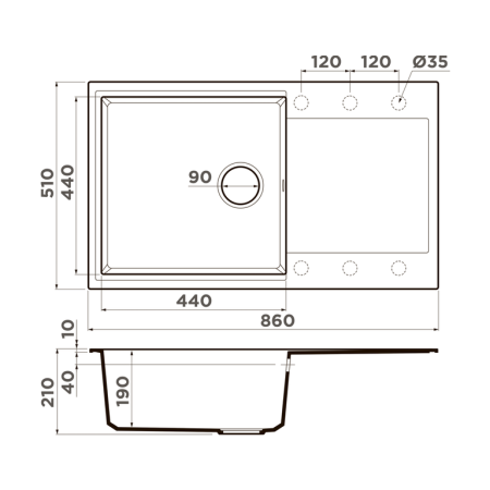 Мойка Daisen 86-GR, Artgranit/leningrad grey