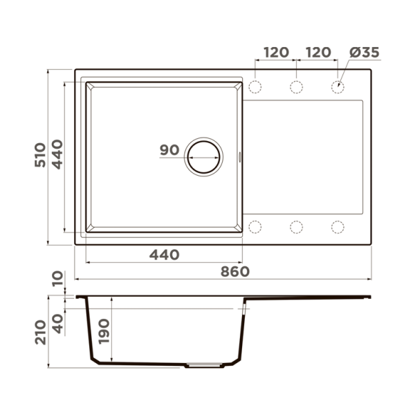 Мойка Daisen 86-BE, Artgranit/ваниль