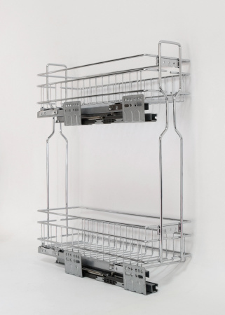 Корзина 200мм, 2 яруса, 150х450х520мм, боковое левое, с доводчиком, HISSEN