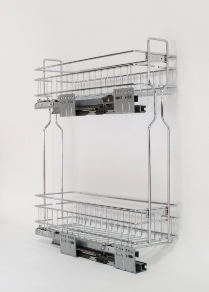 Корзина 200мм, 2 яруса, 150х450х520мм, боковое левое, с доводчиком, HISSEN