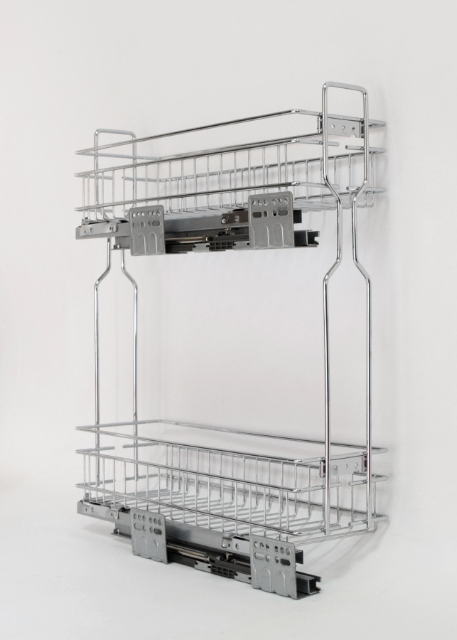 Корзина 200мм, 2 яруса, 150х450х520мм, боковое левое, с доводчиком, HISSEN