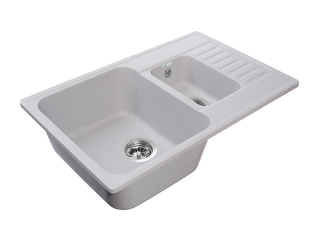 Мойка GranFest QUARZ 21К, 737х480 мм, серый (прямоугольная, 1,5 чаши, без сифона)