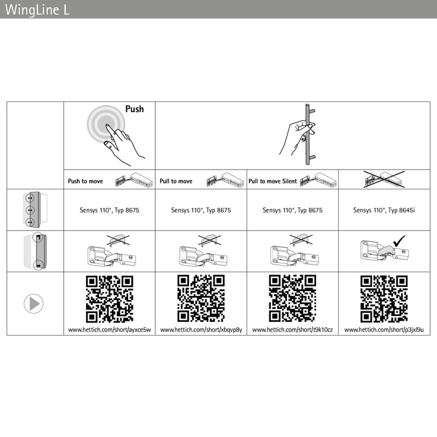 Комплект WingLine L/S/230 Pull to move Silent, heavy, серый