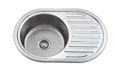 Мойка врезная, 770х500х180х0,8мм, глянец, универсальная+сифон, CMF