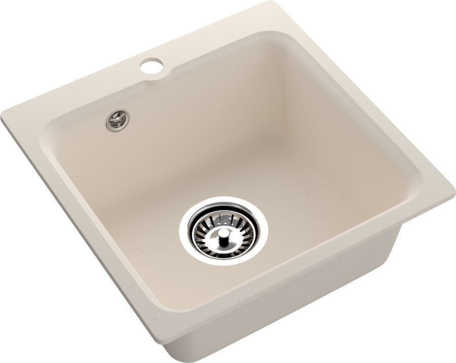 Мойка ЭкоМ М-430, 432х432мм, мрамор, белый (без сифона)