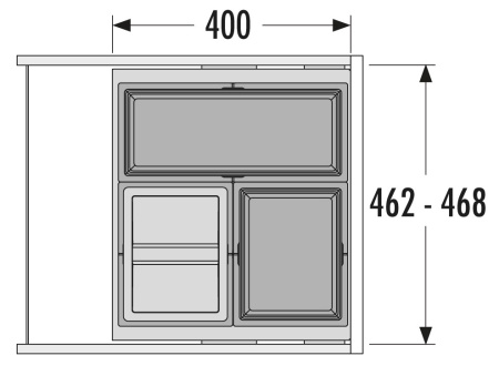 Система сортировки "Cargo-Synchro50", 2х13л, 1х18л, 462-468x400x424мм, в шкаф 600, полн выдв, графит