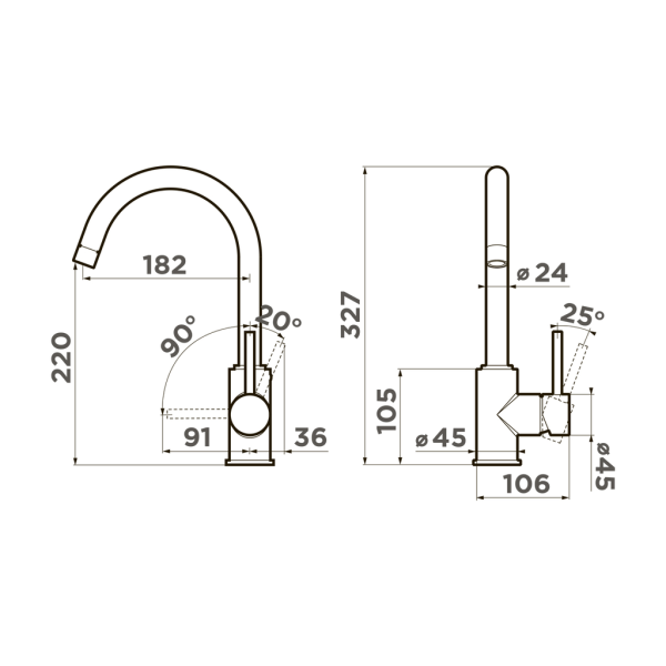 Смеситель Shinagawa-P-SA, латунь, бежевый