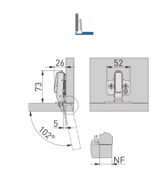 GTV Петля Silento Pro накладная, с планкой 0мм, без пружины, с еврошурупом, 3D-регулировка