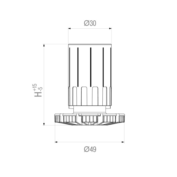 Опора регулируемая, h= 60-75мм, нагрузка 700 кг, черная, Volpato