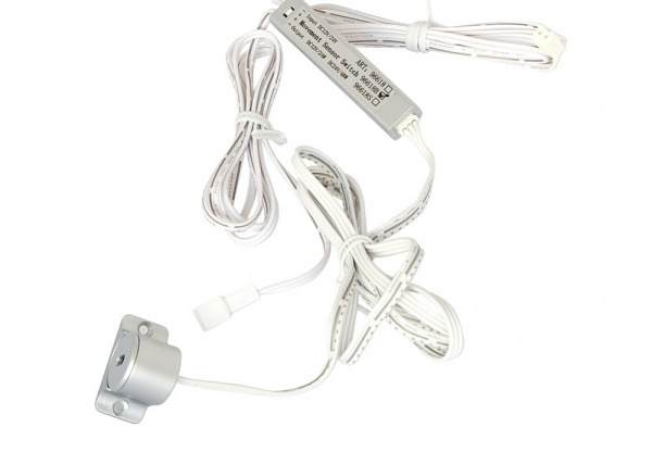 Выключатель ИК на взмах, с выносным сенсором, 12-24В/24-48Вт, врезной Ø16мм/накладной, хром матовый