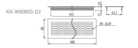 Вентиляционная решетка для цоколя, 480х80мм, алюминий, черный, GTV