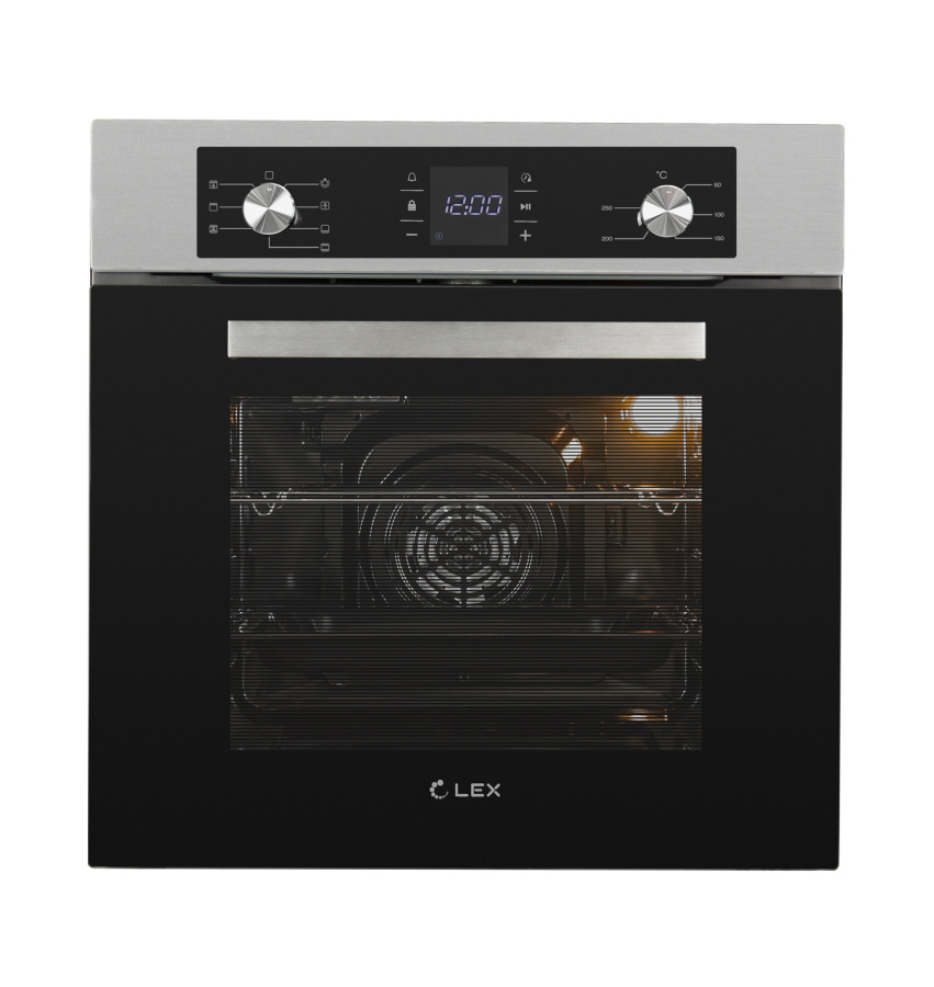 Духовой шкаф EDM 071 IX, 60 см, стекло/нерж. сталь, черный/нерж. сталь, Lex