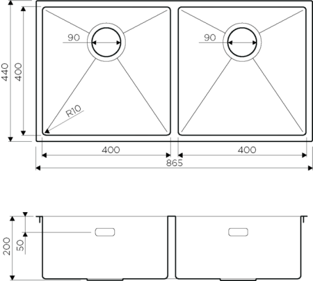 Мойка Taki 86-2-U/IF IN, нержавеющая сталь, нержавеющая сталь
