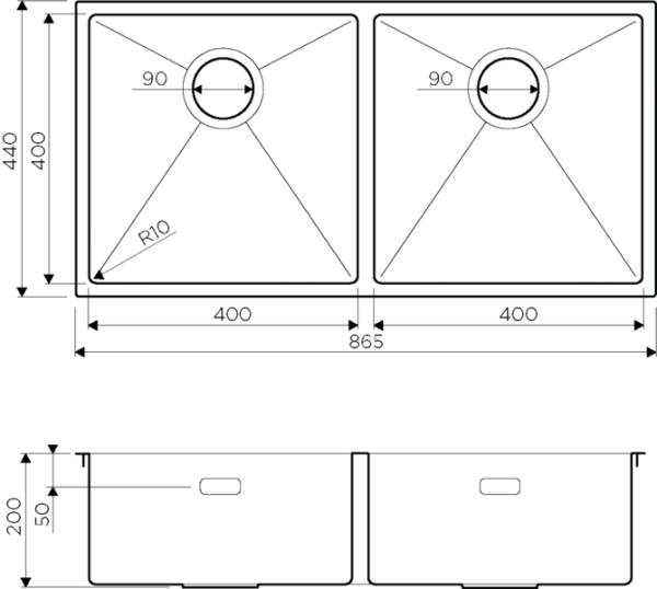 Мойка Taki 86-2-U/IF GM, нержавеющая сталь, вороненая сталь