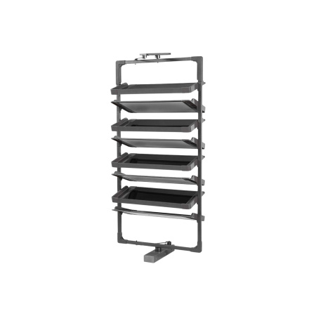 Обувница поворотно-выдвижная, 800мм, 718х360х1525–1425 мм, 8 уровней, алюминий/пластик, коричневый