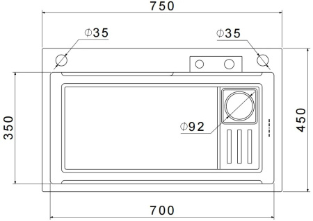 Мойка GranFest METAL 7545, 750х450 мм, нерж. сталь PVD, графит