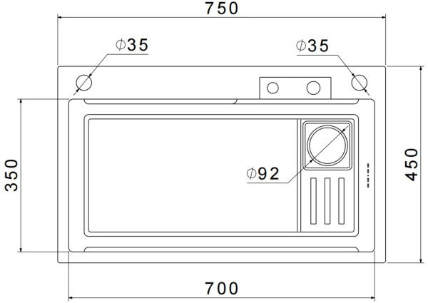 Мойка GranFest METAL 7545, 750х450 мм, нерж. сталь PVD, графит