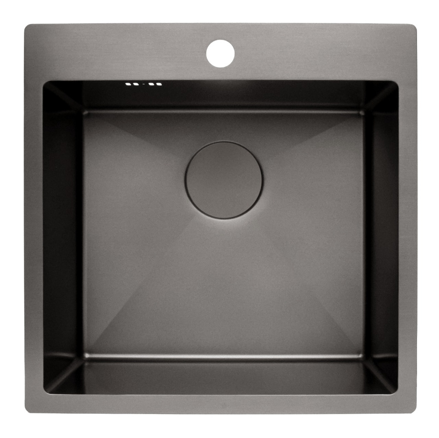Мойка Онега 50, 500х500х220мм, нержавеющая сталь SUS 304, 1 отверстие, брашированный черный, HISSEN