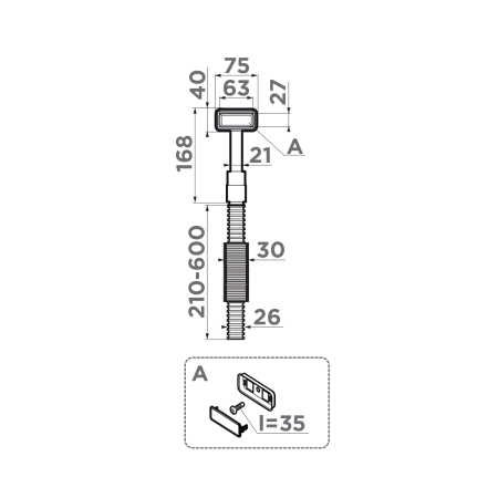 Сменный прямоугольный перелив OV-1-S-LG, для арматуры серии WK, светлое золото