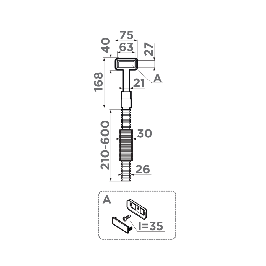 Сменный прямоугольный перелив OV-1-S-AB022, для арматуры серии WK, античная латунь
