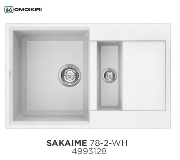Мойка Sakaime 78-2-WH, Tetogranit/белый