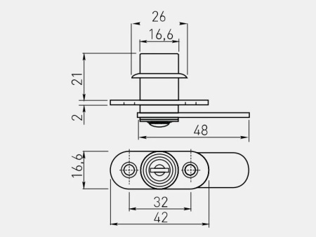 Замок мебельный 201, металлический ключ, хром, GTV