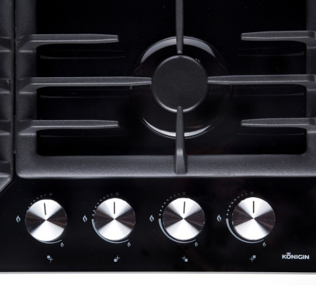 Варочная панель газовая Blaze 604 BKGW, 60см, черное стекло, Konigin