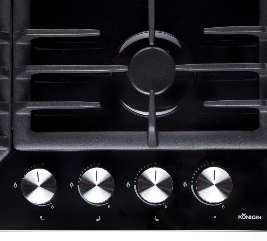 Варочная панель газовая Blaze 604 BKGW, 60см, черное стекло, Konigin