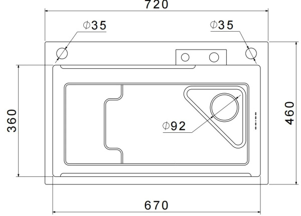 Мойка GranFest METAL 7246, 720х460 мм, нерж. сталь PVD, графит