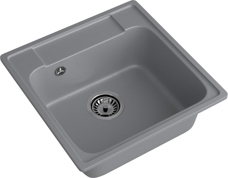 Мойка ЭкоМ 4848, 480х480мм, кварц, темно-серый (без сифона)