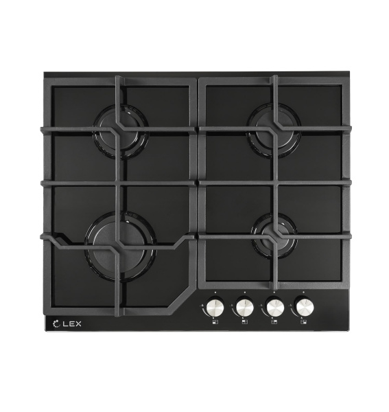 Варочная панель газовая GVG 642 BL, 60см, черное стекло, Lex