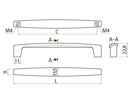 Ручка-скоба, TIVOLI, 192мм, металл, хром