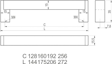 Ручка-скоба, UZ-334, 256мм, металл, инокс