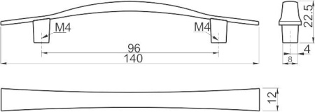 Ручка-скоба, UZ-13, 96мм, металл, сатин